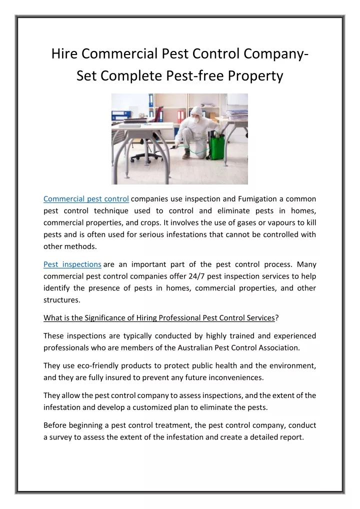 hire commercial pest control company set complete