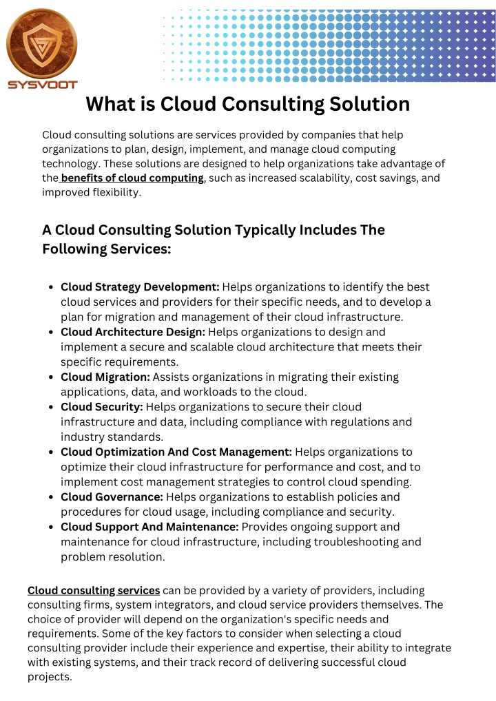 what is cloud consulting solution