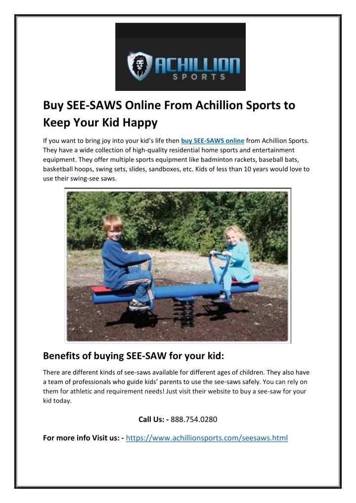 buy see saws online from achillion sports to keep