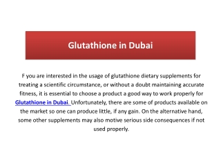 Glutathione in Dubai