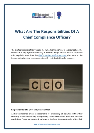 What are the Responsibilities of a Chief Compliance Officer?