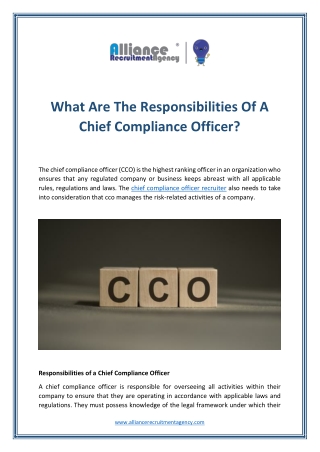 What are the Responsibilities of a Chief Compliance Officer?
