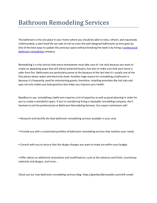 bathroom remodeling services