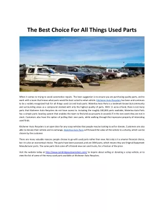 The Best Choice For All Things Used Parts