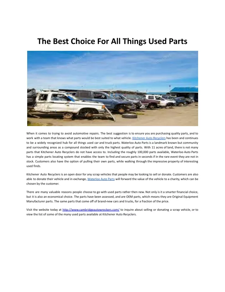 the best choice for all things used parts