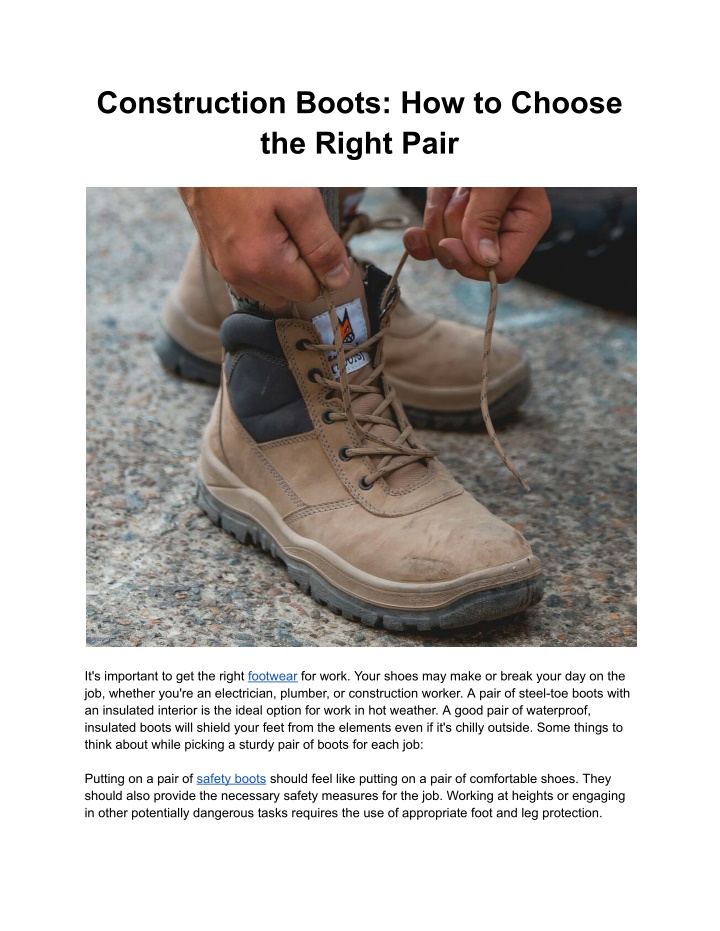 construction boots how to choose the right pair