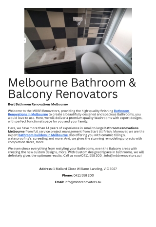 Bathroom Designers Melbourne | MBBR Renovators