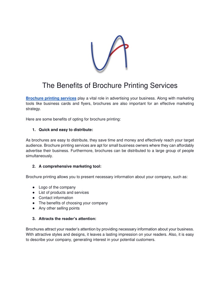 the benefits of brochure printing services