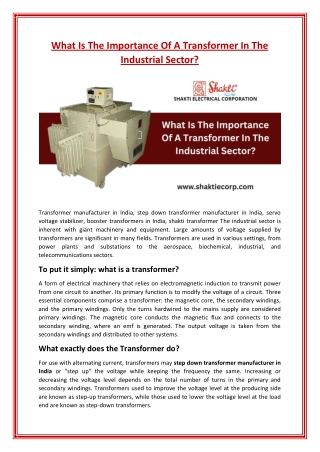 what is the importance of a transformer