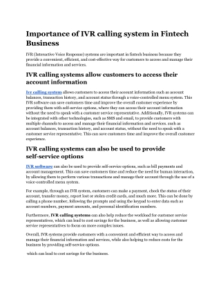 importance of ivr calling system in fintech