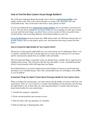how to find the best custom house design builders