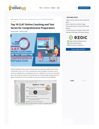 Top 10 CLAT Online Coaching and Test Series for Comprehensive Preparation- PW