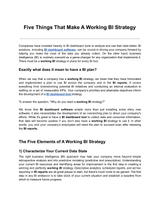 five things that make a working bi strategy