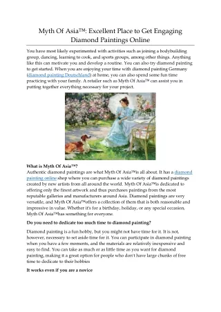 Myth Of Asia™ Excellent Place to Get Engaging Diamond Paintings Online