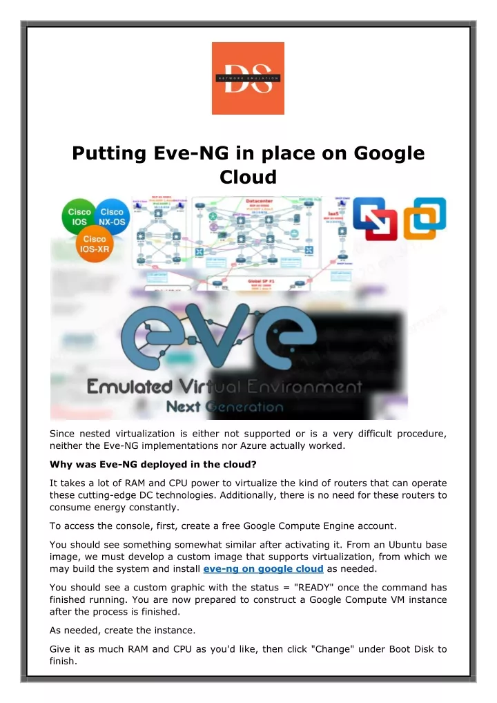 putting eve ng in place on google cloud