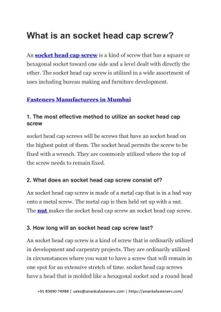 what is an socket head cap screw