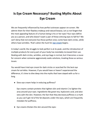 is eye cream necessary busting myths about
