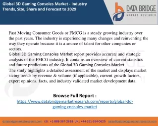 3D Gaming Consoles Market report Demand, Key Players, Size, Share
