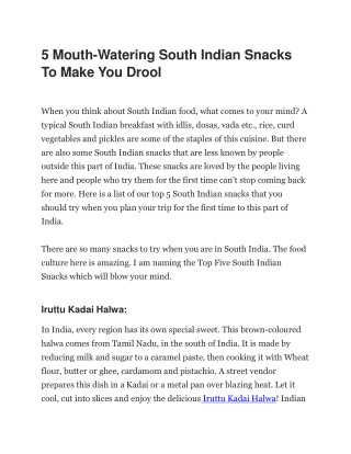 5 mouth watering south indian snacks to make