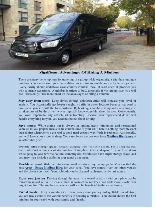 Advantages Of Hiring A Minibus