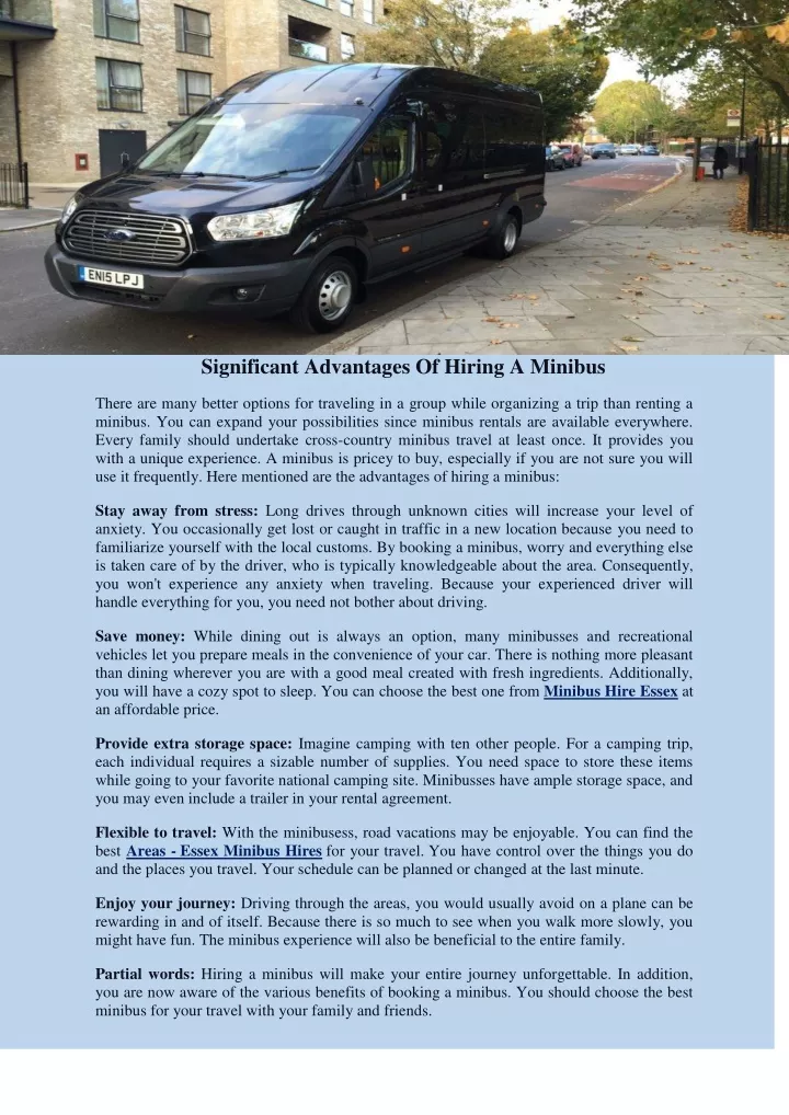 significant advantages of hiring a minibus