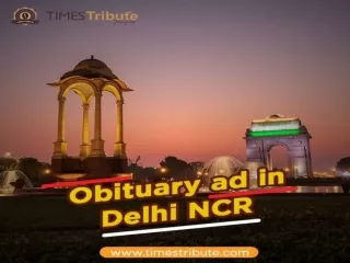 Obituary ad in Delhi NCR