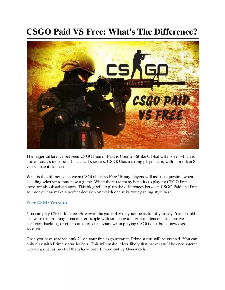 csgo paid vs free what s the difference