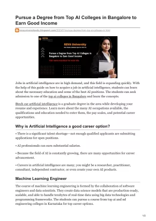 pursue a degree from top ai colleges in bangalore