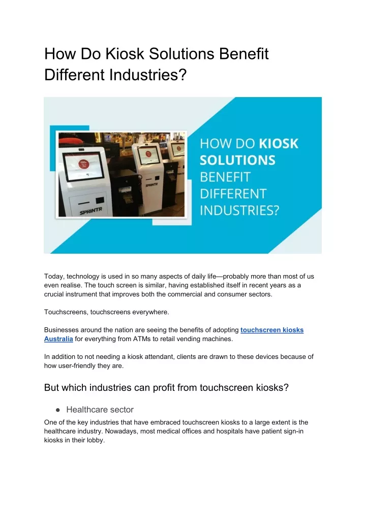 how do kiosk solutions benefit different