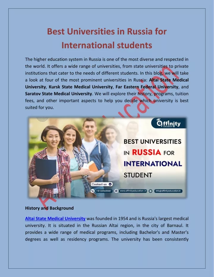 best universities in russia for international