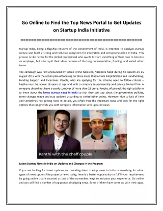 Go Online to Find the Top News Portal to Get Updates on Startup India Initiative