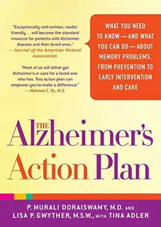 free read (pdF) The Alzheimer's Action Plan: What You Need to Know--and Wha