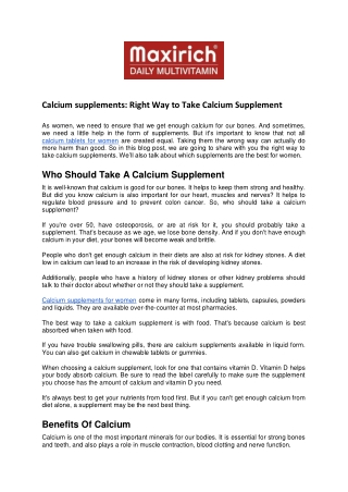 Calcium supplements: Right Way to Take Calcium Supplement