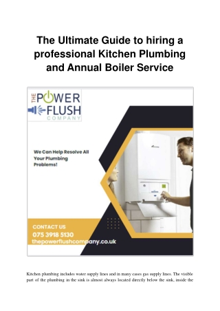 The Ultimate Guide to hiring a professional Kitchen Plumbing and Annual Boiler Service.ppt