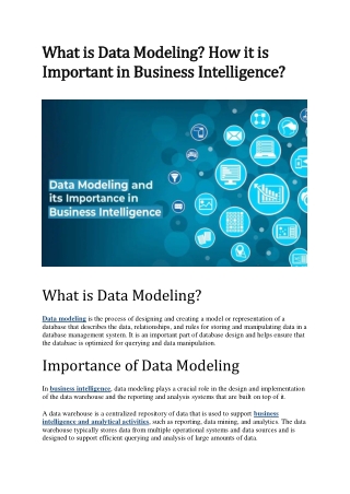 What is Data Modeling How it is Important in Business Intelligence