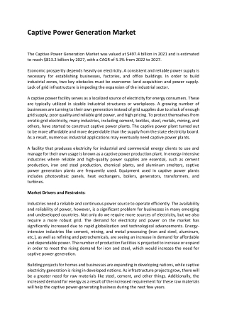 captive power generation market