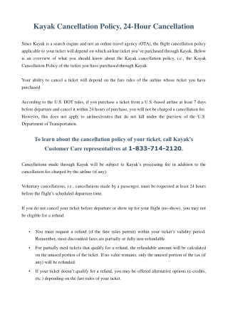 kayak cancellation policy 24 hour cancellation