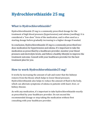 Hydrochlorothiazide 25 mg
