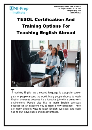 TESOL Certification and Training Options for Teaching English Abroad