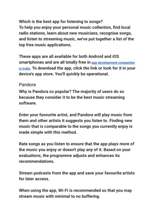 which is the best app for listening to songs