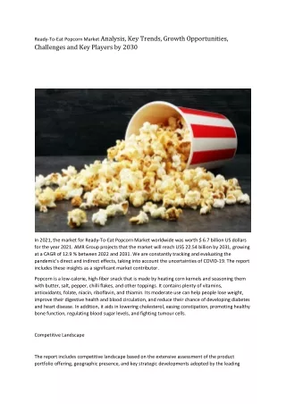 ready to eat popcorn market analysis key trends