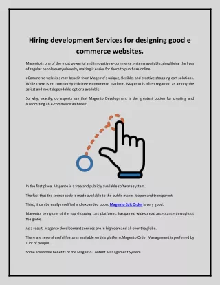 Hiring development Services for designing good e commerce websites