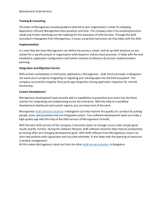 MicroGenesis ALM Services