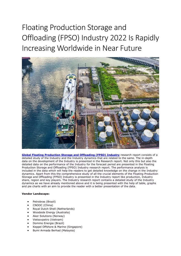 floating production storage and offloading fpso