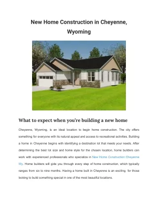 New Home Construction in Cheyenne, Wyoming