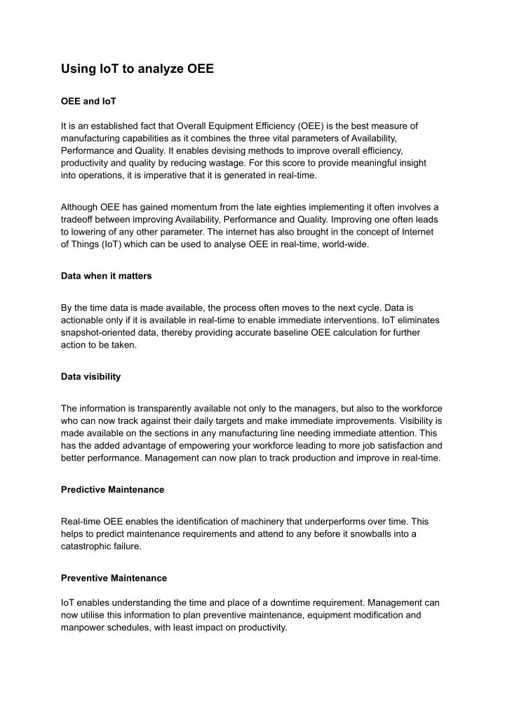 using iot to analyze oee