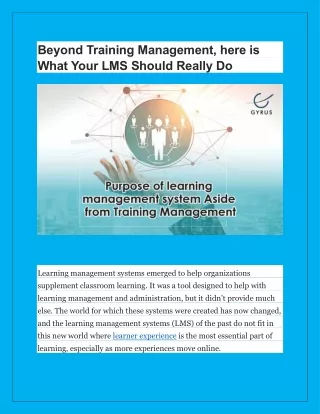 Beyond Training Management, here is What Your LMS Should Really Do