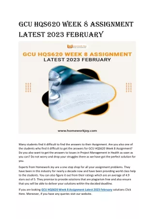 gcu hqs620 week 8 assignment latest 2023 february