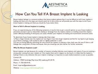 How Can You Tell If A Breast Implant Is Leaking