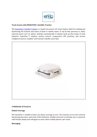 Track Assets with SMARTONE C Satellite Tracker